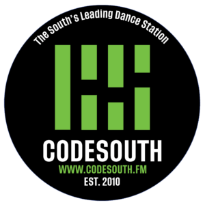 Codesouth dot fm dance music across the uk south and brighton, Sussex coast and beyond. Logo is updated and green looks trendy and unique.watch via mix cloud and listen smart speaker